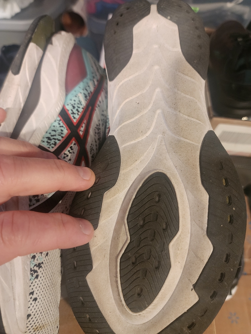 Asics White Black Mint Green Running Sneakers - Picture 4 of 8